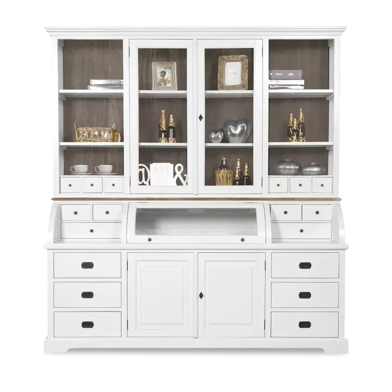 Vitrinekast (ronde klep) Lakewood - Clear/Mindi Rustic Grey