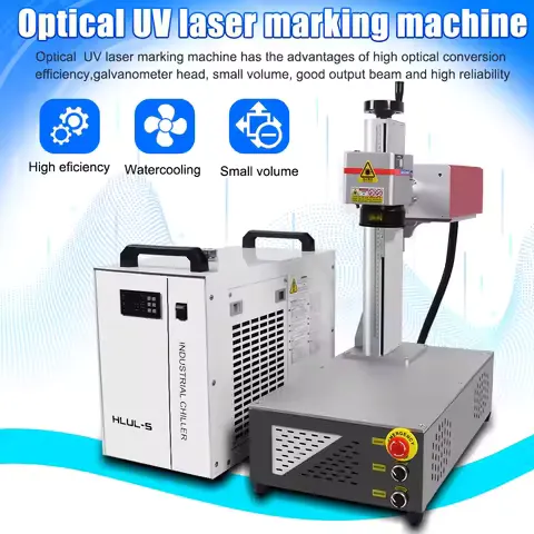 10W UV Laser Marking Machine 355nm UV 10W Glass Engraver for Glass/Wood/PVC/Metal/Plastic Leather With Rotary Axis