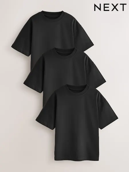 Black Relaxed Fit Short Sleeve T-Shirts 3 Pack (3-16yrs)