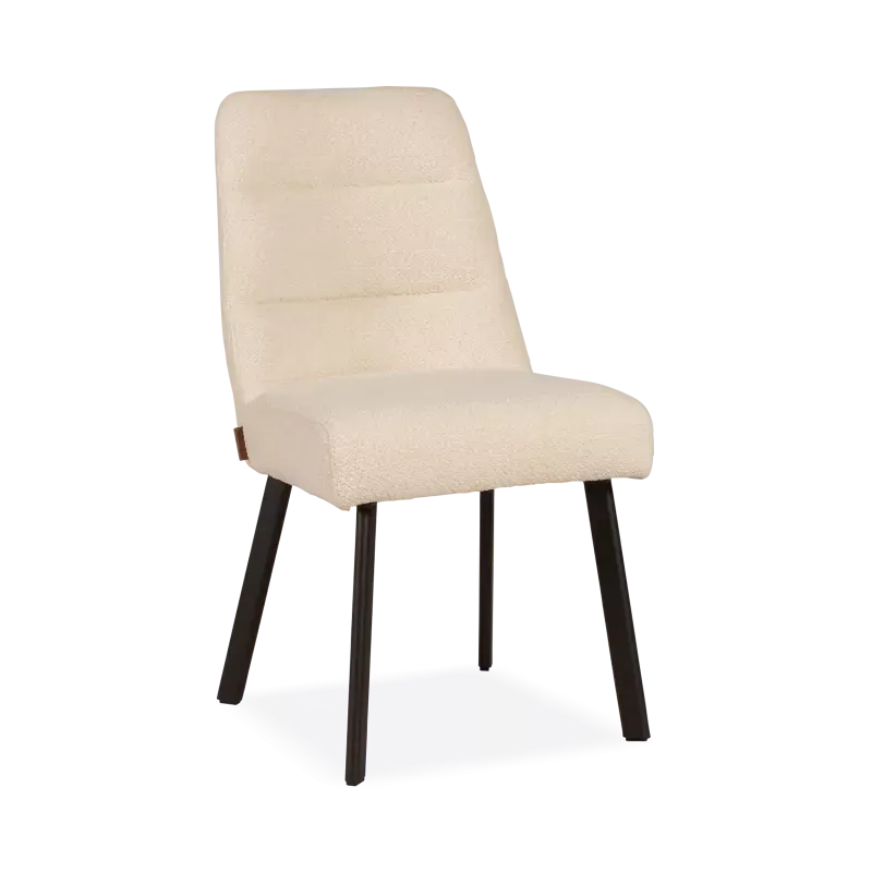 Eetkamerstoel Kendra - stof Rhythm Ecru - pocketvering - poot zwart