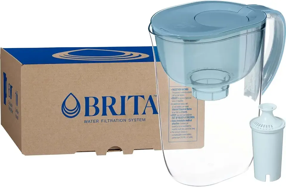 Brita Large 10-Cup Water Filter Pitcher with BritaPlus Filter, Stone Blue