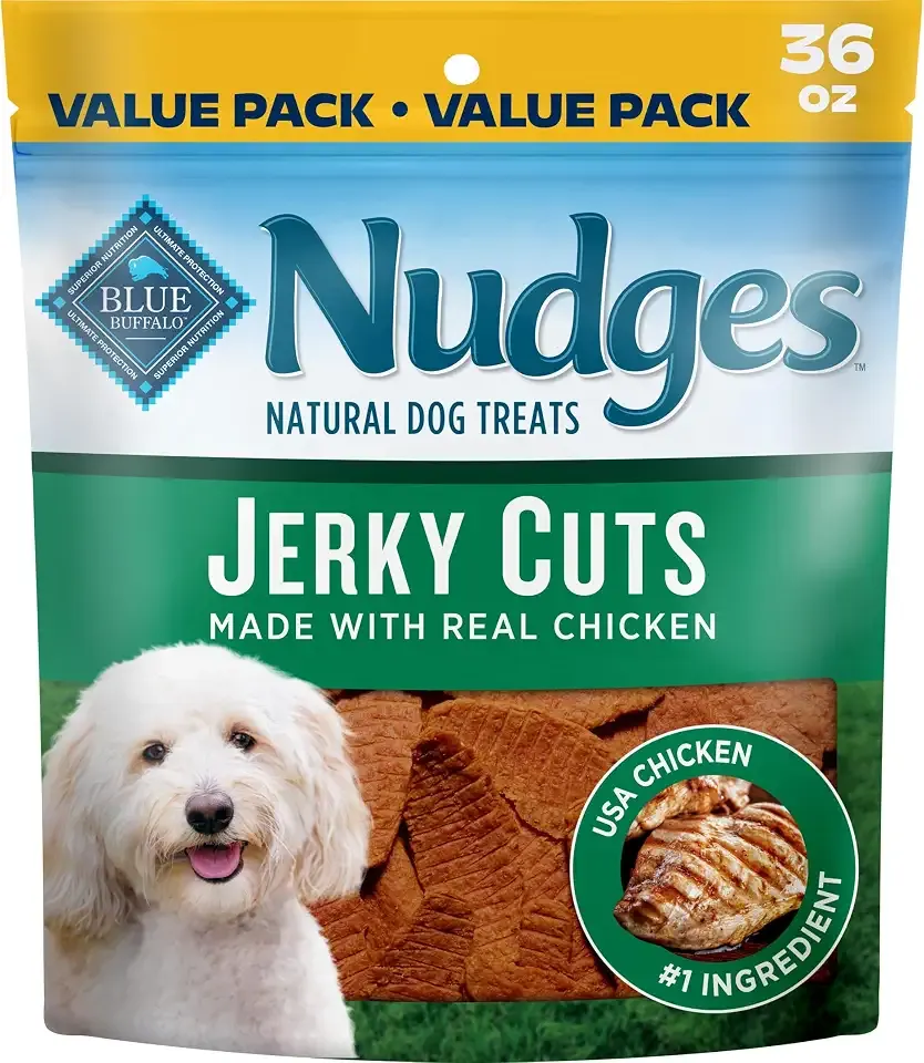 Blue Buffalo Nudges Jerky Cuts Chicken Dog Treats, 36 oz | Real Chicken First, Oven-Dried, Easy to Tear, No Chicken By-Product, Corn, Wheat, or Soy