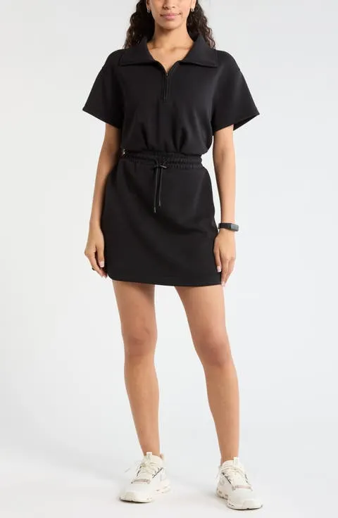 Zella Soft Luxe Knit Quarter Zip Dress