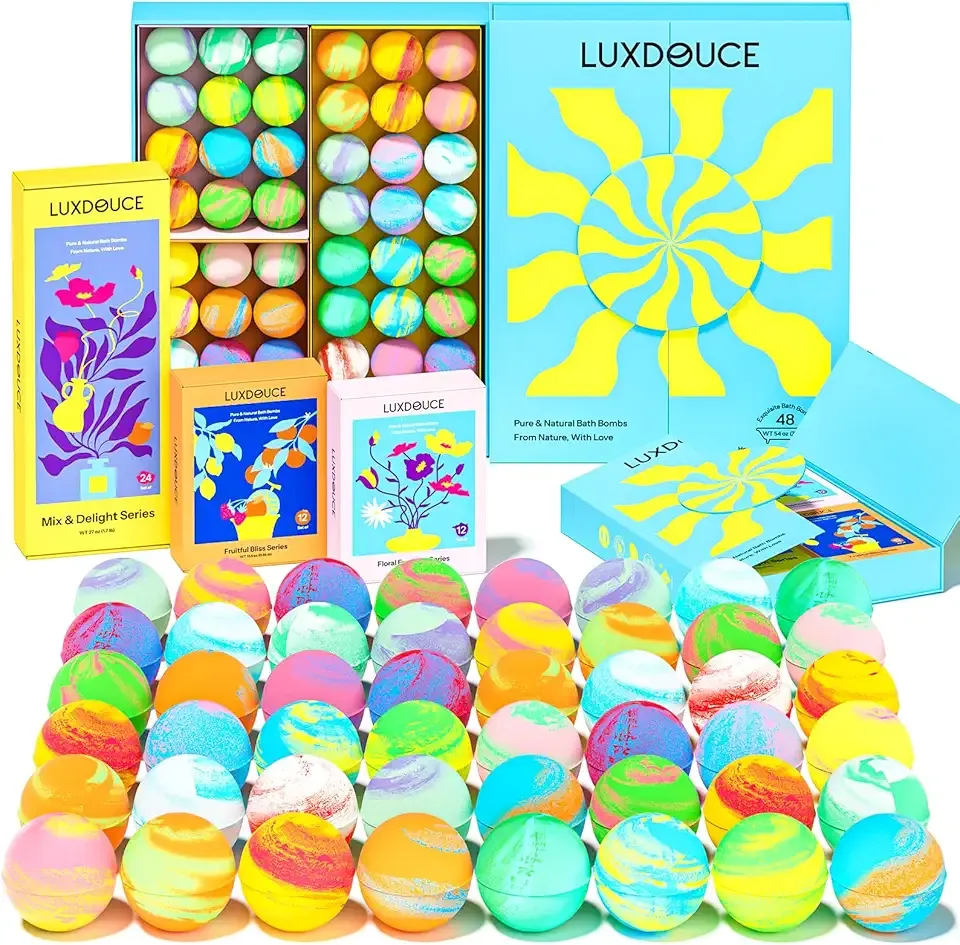 48 Pack Bath Bombs Gift Set – Aromatic Bubble Bombs with 18 Scents, SPA Relaxing & Skin Nourishing, Ideal Self-Care Gifts for Women, Wife, Grandma, or Daughter on Birthdays or Summer Occasions