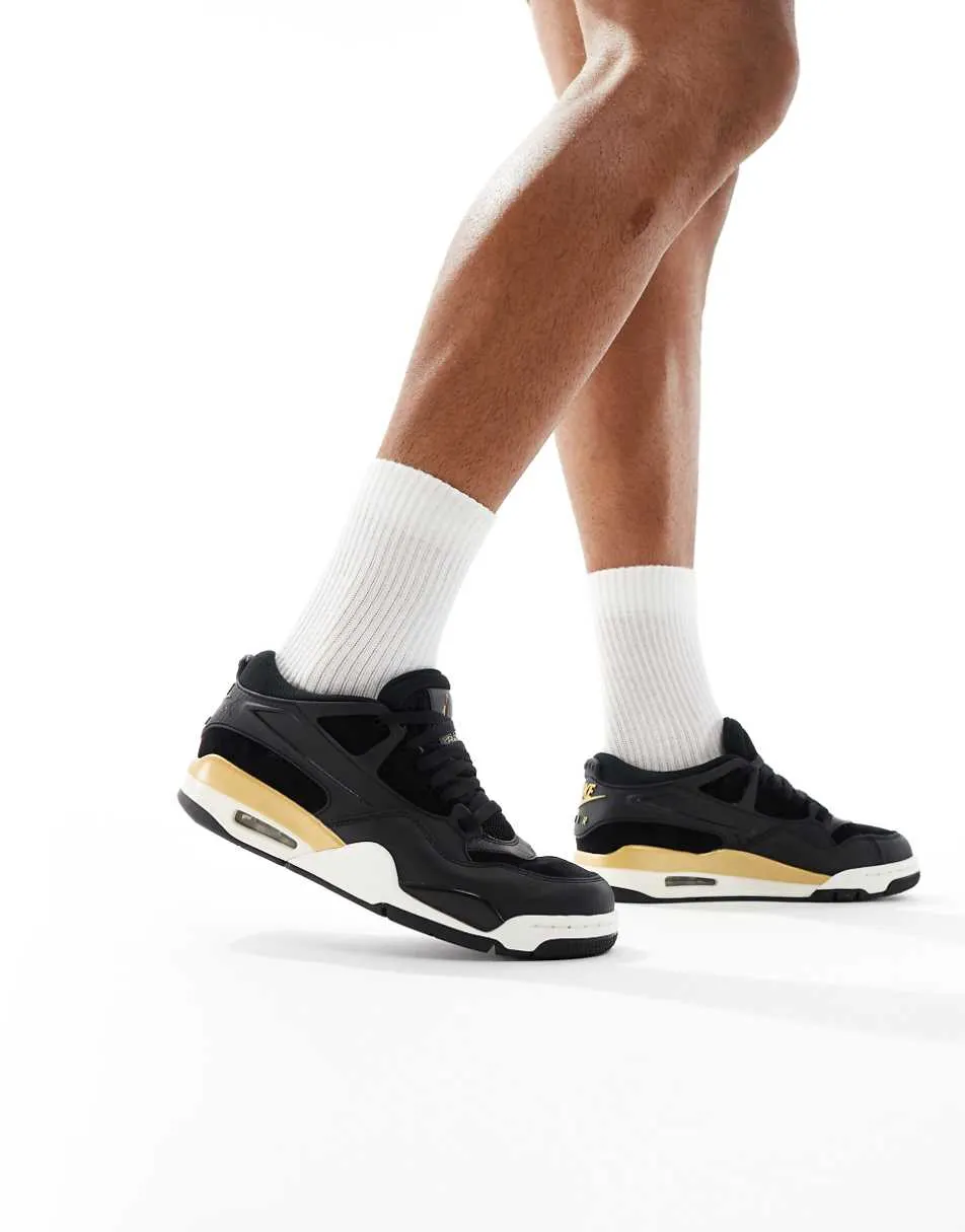 Nike Air Jordan 4 RM trainers in black and gold