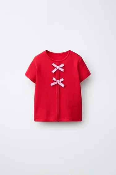 RIB T-SHIRT WITH BOWS