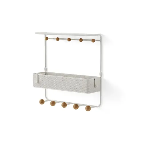 Estique Shelf with Hooks White