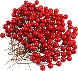 100 bayas artificiales de acebo navideño para decoración de guirnaldas navideñas, suministros para hacer guirnaldas, decoración para fiestas navideñas