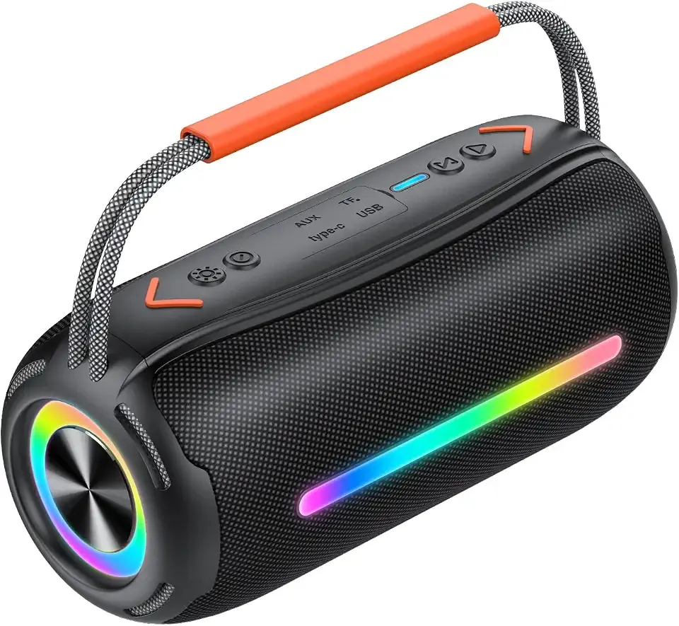 aowoka Bluetooth Speaker Portable Wireless Bluetooth Speakers with 40W HD Stereo Sound, BT 5.4 TWS Pairing, IPX7 Waterproof, 30H Battery Life with Led Light for Outdoor/Party/Sport/Travel/Gifts