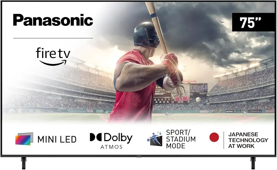 Panasonic W95 Series 75-inch Mini LED 4K Ultra HD Smart Fire TV, Sport Stadium Mode, ATSC3.0, Dolby Vision IQ, Dolby Atmos, HDR10+ Adaptive, Press and Ask Alexa, 144Hz, Wall-mountable - 75W95AP