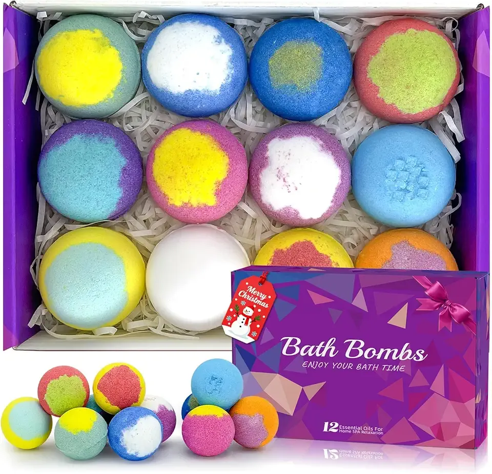 Bath Bombs for Women Gift Set 12 Pack Natural Relaxing Bath Bombs for Her，Aromatherapy Bubble Bath & Fizzy, Handmade Birthday Christmas Stocking Stuffers Gifts idea for Wife/Him, Girlfriend,Kids