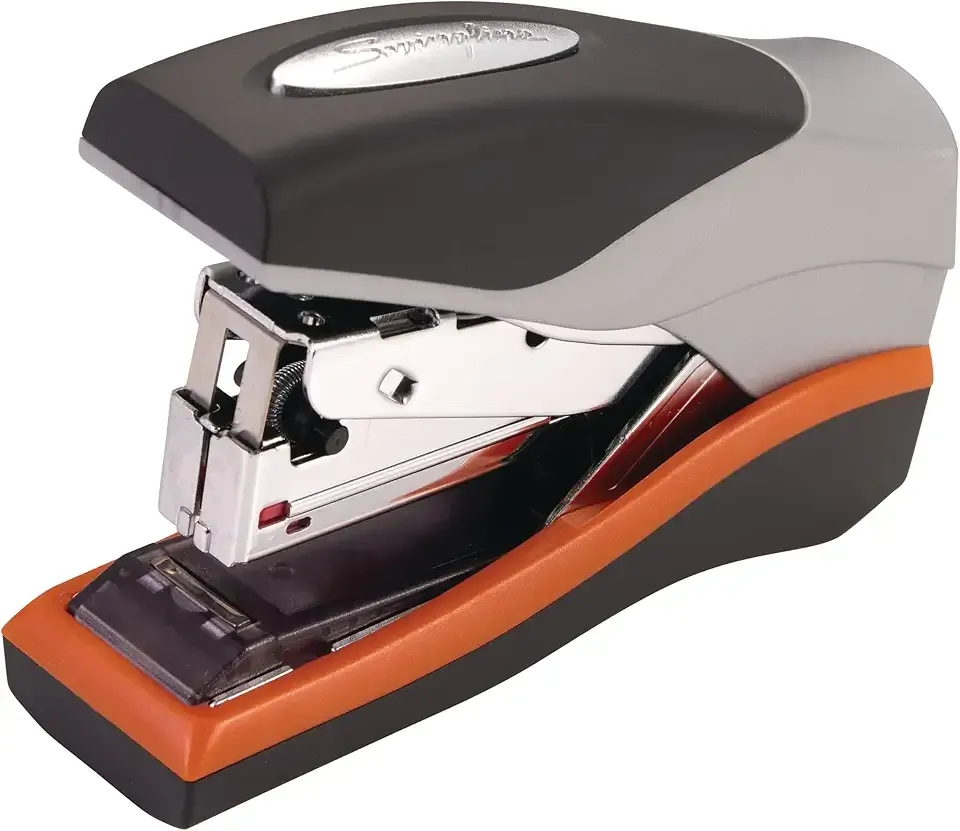 Swingline Stapler, 40 Sheet Capacity, Optima 40, Jam Free, Reduced Effort, Compact, Soft Grip, Metal, Orange, Silver and Black (87842)