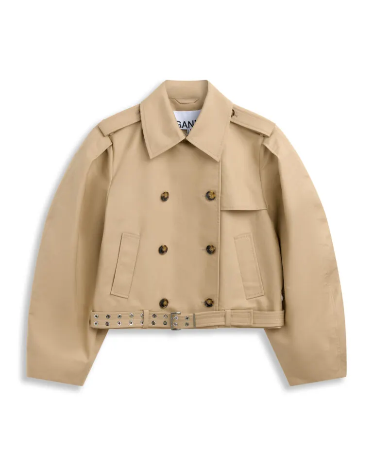 Double Cotton Belted Jacket - Beige