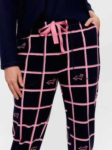 Navy Windowpane Waffle Easy Pj Pant