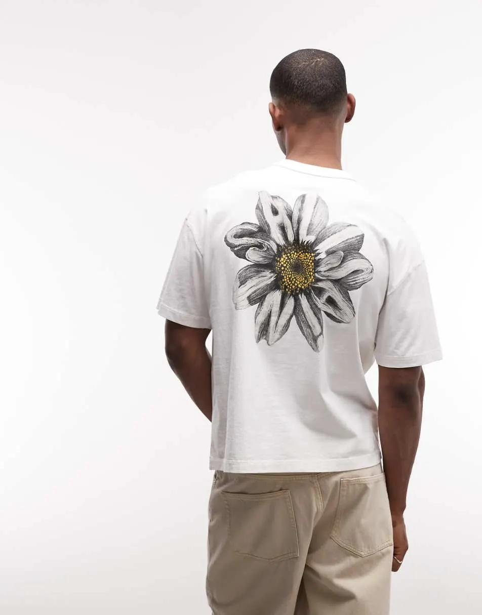 AllSaints Petals short sleeve graphic logo t-shirt with back print in white