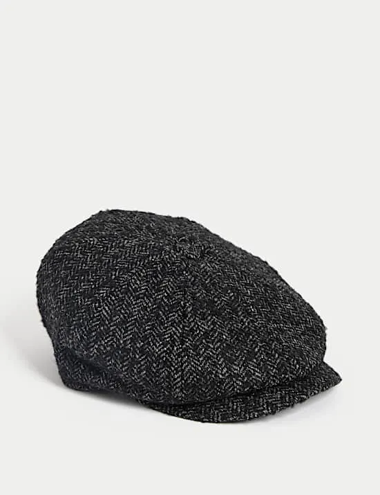 Cotton Rich Herringbone Baker Boy Hat