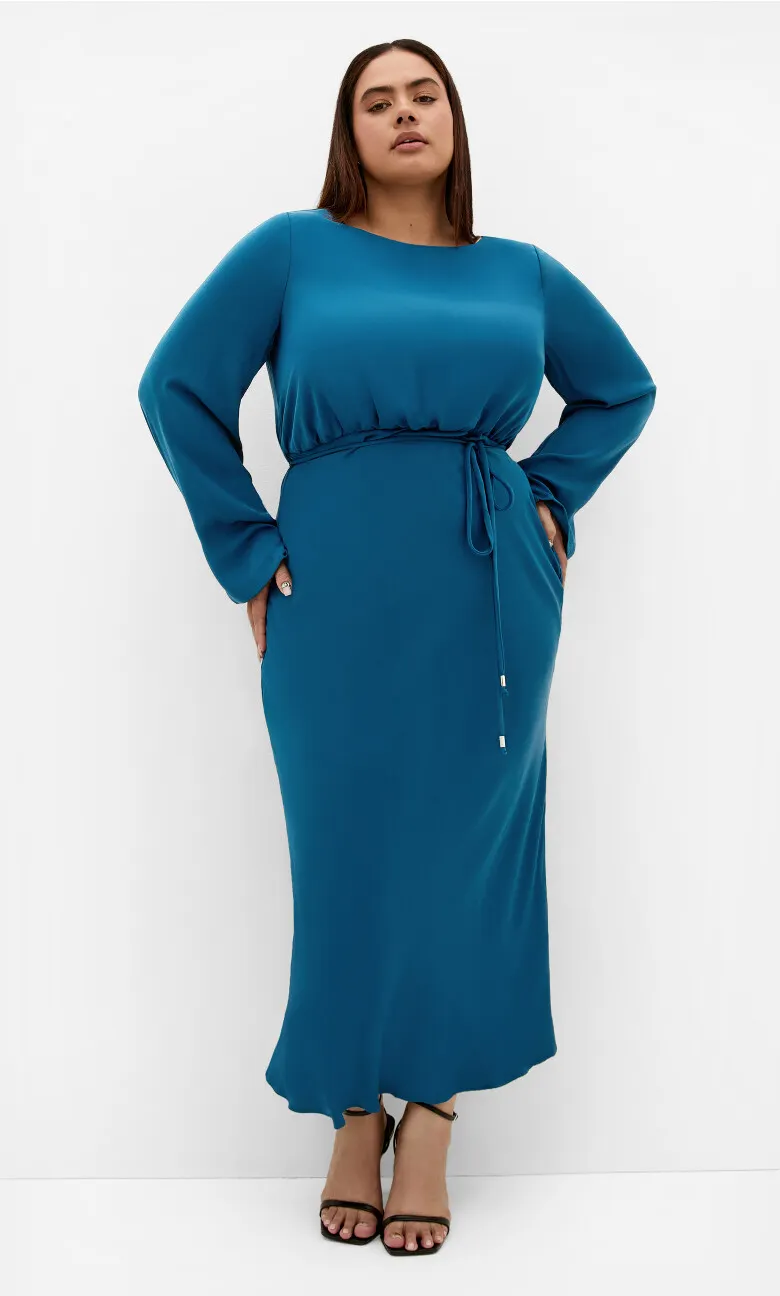 Tara Long Sleeve Maxi Dress - petrol