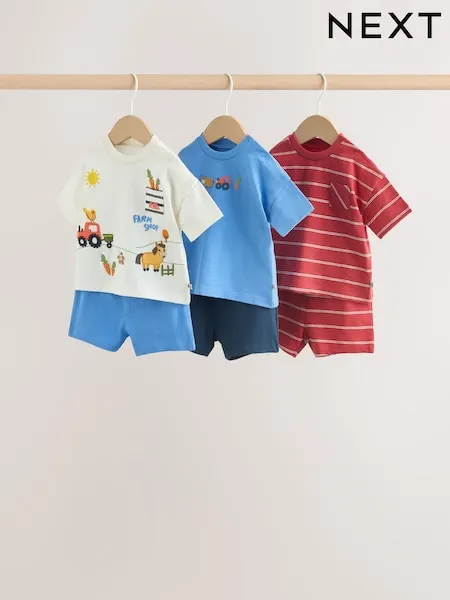 Blue/Red Homegrown Farm Tops and Shorts Baby Set 6 Piece (0mths-3yrs)