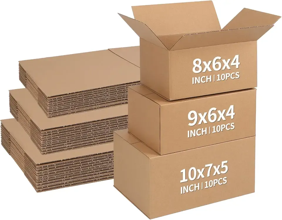 CRUGLA Assorted Sizes Shipping Boxes 30 Pack (10x7x5, 9x6x4,8x6x4), Corrugated Cardboard Mailers, Each 10 PCS Small Boxes for Small Business Packaging, Shipping & Storage