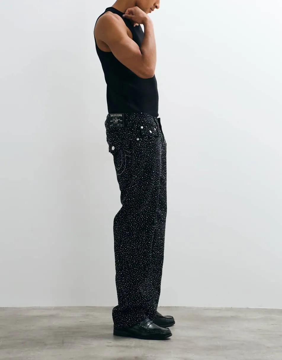 True Religion crystal bobby baggy fit big T flap pocket denim jeans in black