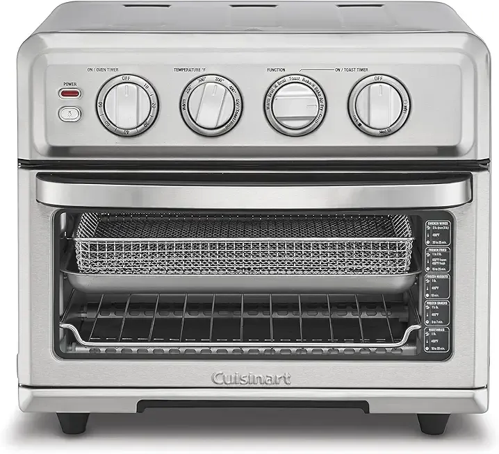 Cuisinart Air Fryer Toaster Oven with Grill, 1800W 8-1 Air Fryer Oven with Bake, Convection Bake, Grill, Broil and Warm Options, Large Capacity, 60-Minute Timer, TOA-70NAS, Stainless Steel