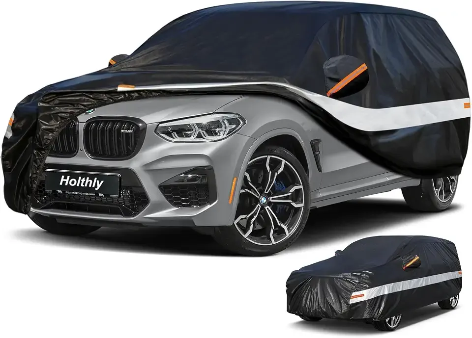 10 Layers Car Cover Waterproof All Weather for SUV,100% Waterproof Outdoor Car Covers Rain Snow UV Dust Protection. Custom Fit for BMW X3, Audi Q5, Nissan Rogue, Chevy Equinox,etc