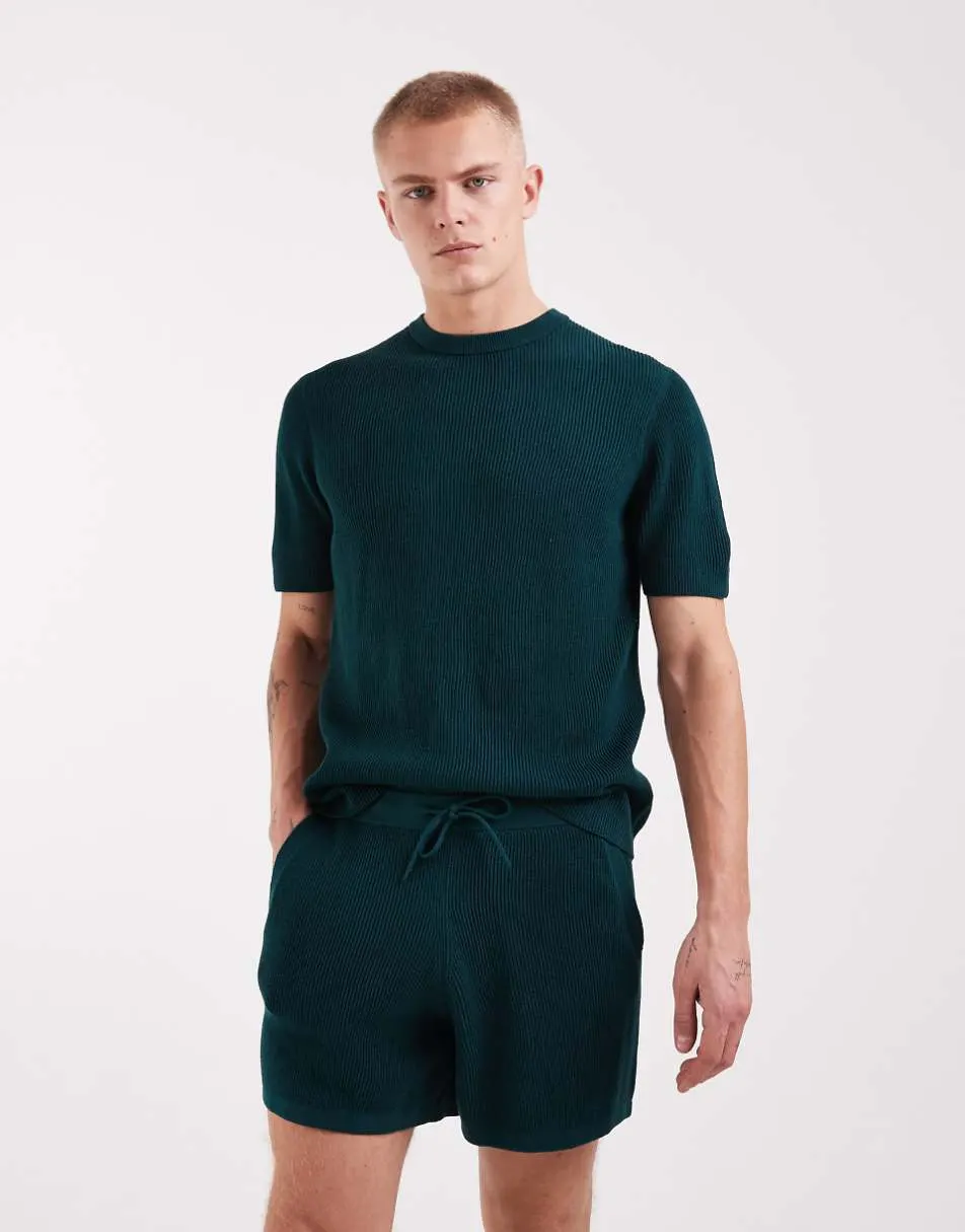 ASOS DESIGN knitted co-ord shorts in green