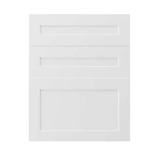 Hampton Bay 24 in. W x 30 H MDF Shaker 3-Drawer Front Kit for Kitchen Cabinet, White