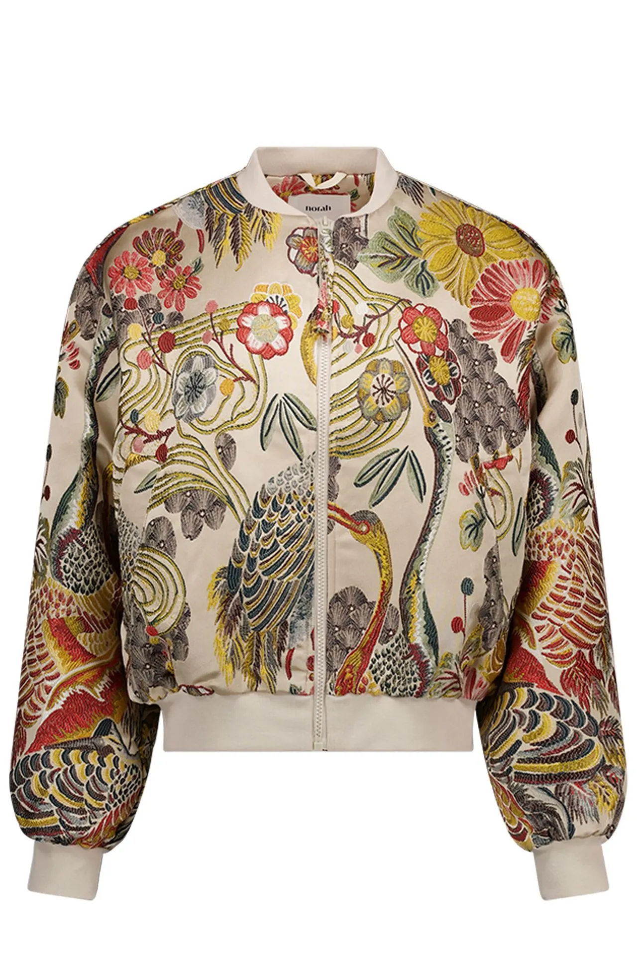 Ecru bomberjas met botanische print