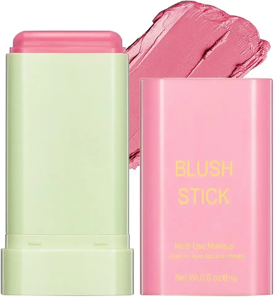 Multi-Use Makeup Blush Stick,Beauty Solid Moisturizer,Waterproof Natural Nude Makeup,Tinted Solid Moisturizer Stick for Eyes Lips Cheek(1#shy pink)