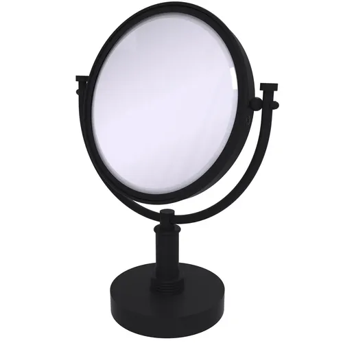 Allied Brass 8" Freestanding Magnifying Makeup Mirror with Grooved Accents