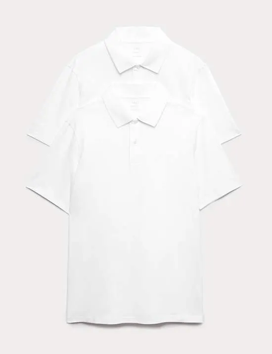 2 Pack Regular Fit Pure Cotton Polo Shirts