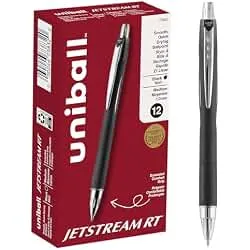 uniball™ Jetstream RT Ballpoint Pens, Black, 1.0mm Medium Point, 12 Count | Retractable, Smooth Writing, Quick-Drying, Smear-Resistant, uni Super Ink™