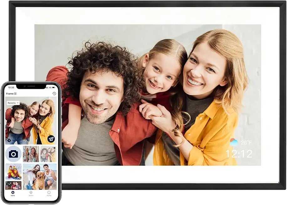 AEEZO Digital Picture Frame, 10.1 Inch Digital Photo Frame with 1280 * 800 HD IPS Touch Screen, Smart Digital Frame Built-in 32GB Memory, Auto-Rotate Easy Setup via AiMOR APP(Black)