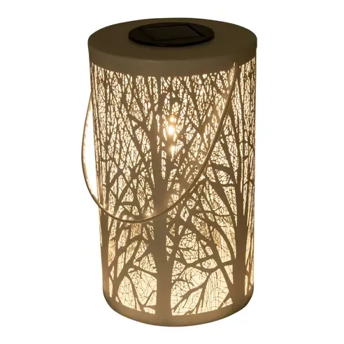 LED-Deko-Solarleuchte - weiß - Wald-Motiv