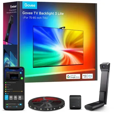 Govee TV Hintergrundbeleuchtung 3 Lite LED, Sync für 75-85 Zoll TVs, Sprach- & APP-Steuerung