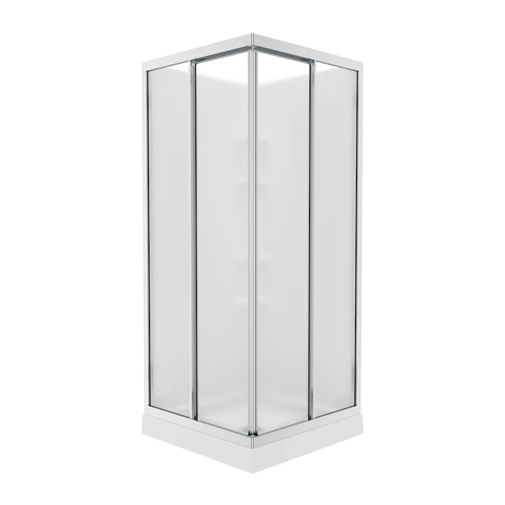 MAAX Mediterranean III 32L x 32W x 74H in. 3-in-1 Corner Shower Kit - Shower Stall Enclosure with Centre Drain Base, Wall and Glass Shower Door in Chrome