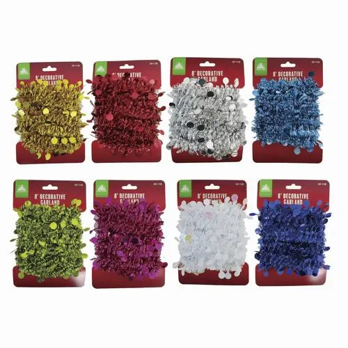 Enchanted Forest® 8' Circle Die-Cut Decorative Tinsel Garland - Assorted Colors