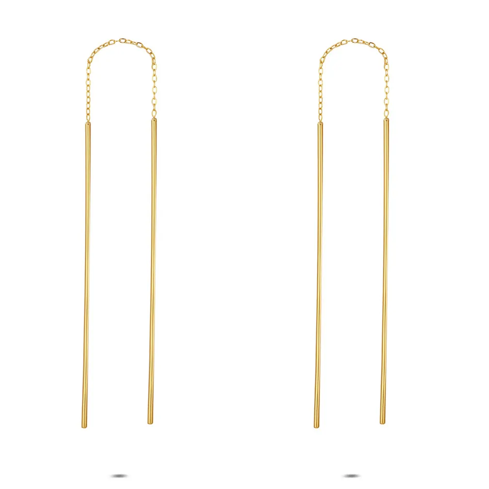 Oorbellen in edelstaal, lange staafjes