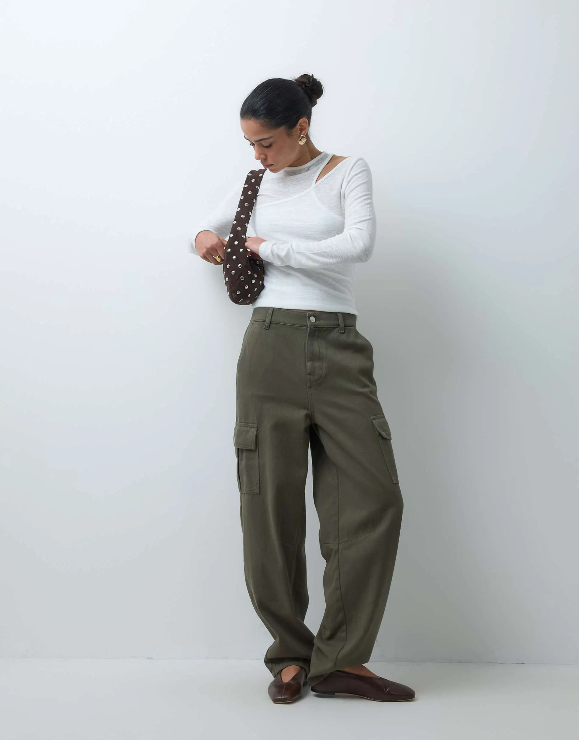 ASOS DESIGN soft utility cargo in khaki