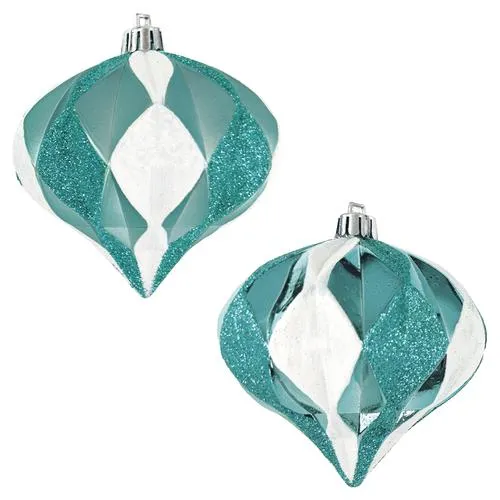 Enchanted Forest® 98mm Turquoise Concave Star Shatterproof Ornaments - 2 Pack