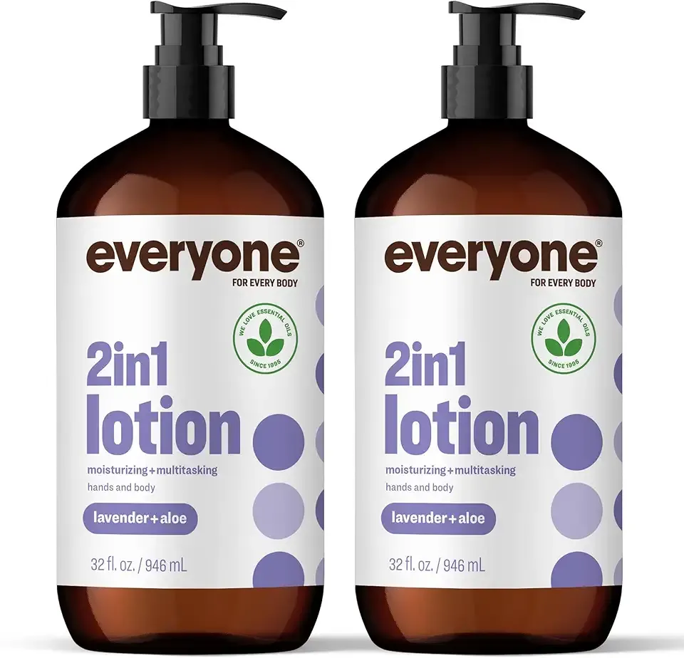 Everyone 2-in-1 Lotion for Hands/Body, 32 ounce (Pack of 2) Lavender and Aloe made with Essential Oils for Men and Women