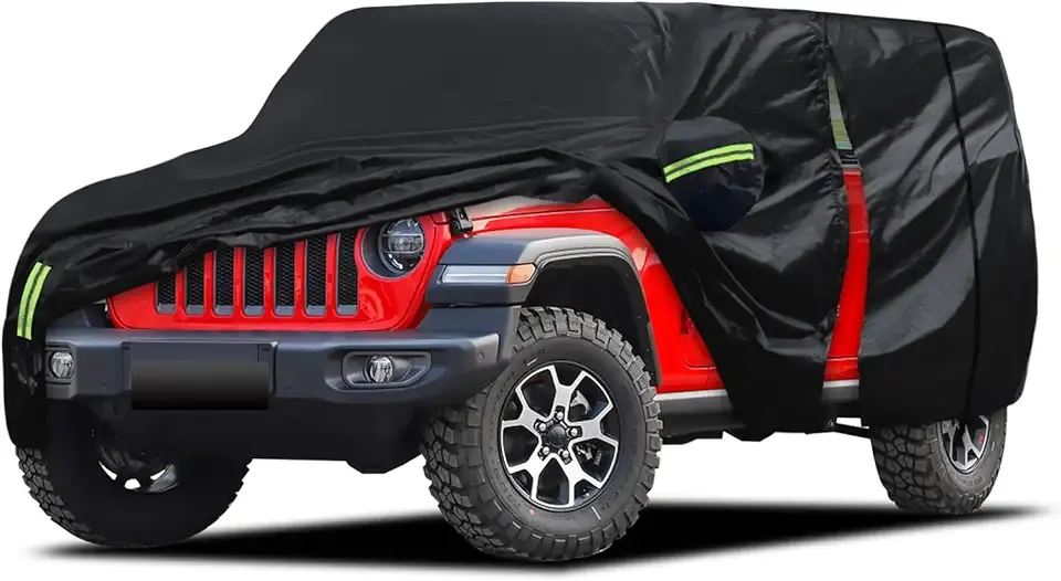 Car Cover Fit for Jeep Wrangler 4 Door 2006-2026 JK JL, Migaven Waterproof Full Exterior Cover Rain Sun Protection with Door Zipper and Cotton Lining