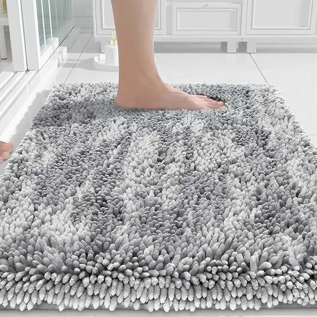 Yimobra Chenille Bathroom Rugs Non Slip, Extra Thick Soft Absorbent Bath Rug, Machine Washable Quick Dry Bath Mat for Bathroom Floor, Tub a…