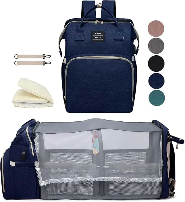 houscly Diaper Bag Backpack with Changing Station, 25L Large Capacity | Multifunction baby bag, baby registry search, baby girl newborn essentials must haves, baby shower gifts, blue