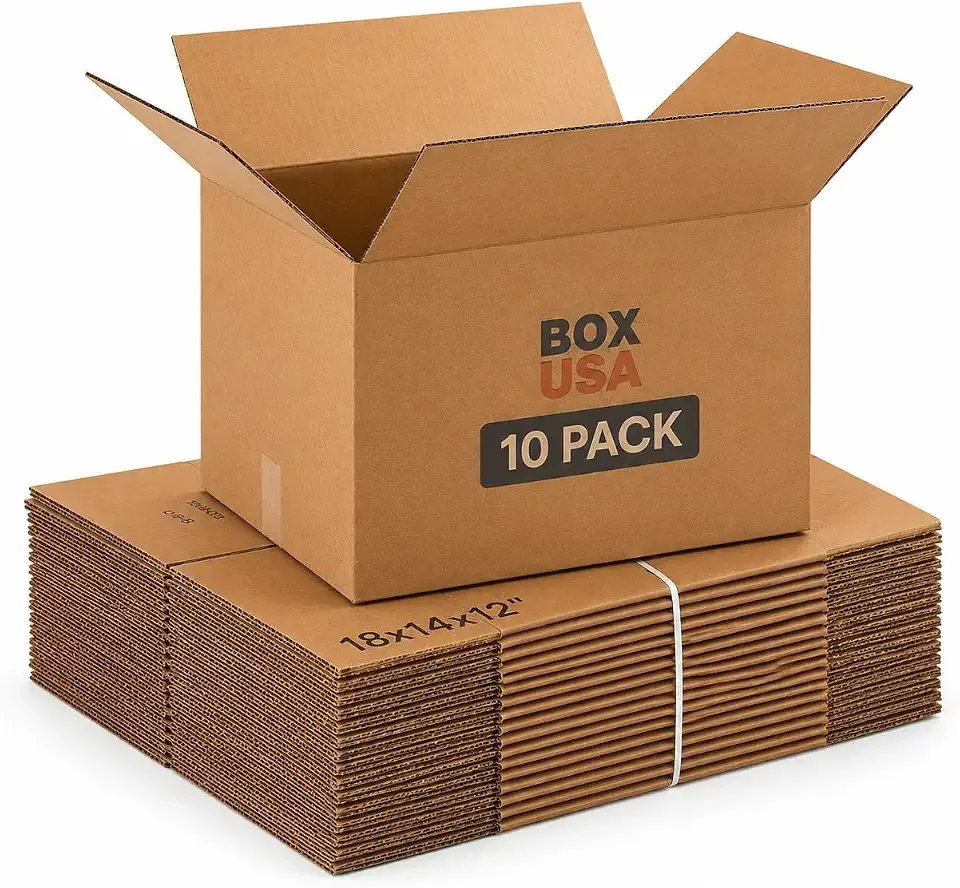 BOX USA Moving Boxes Medium 18"L x 14"W x 12"H 10-Pack | Corrugated Cardboard Box for Shipping, Mailing, Packing, Packaging and Storage 18x14x12
