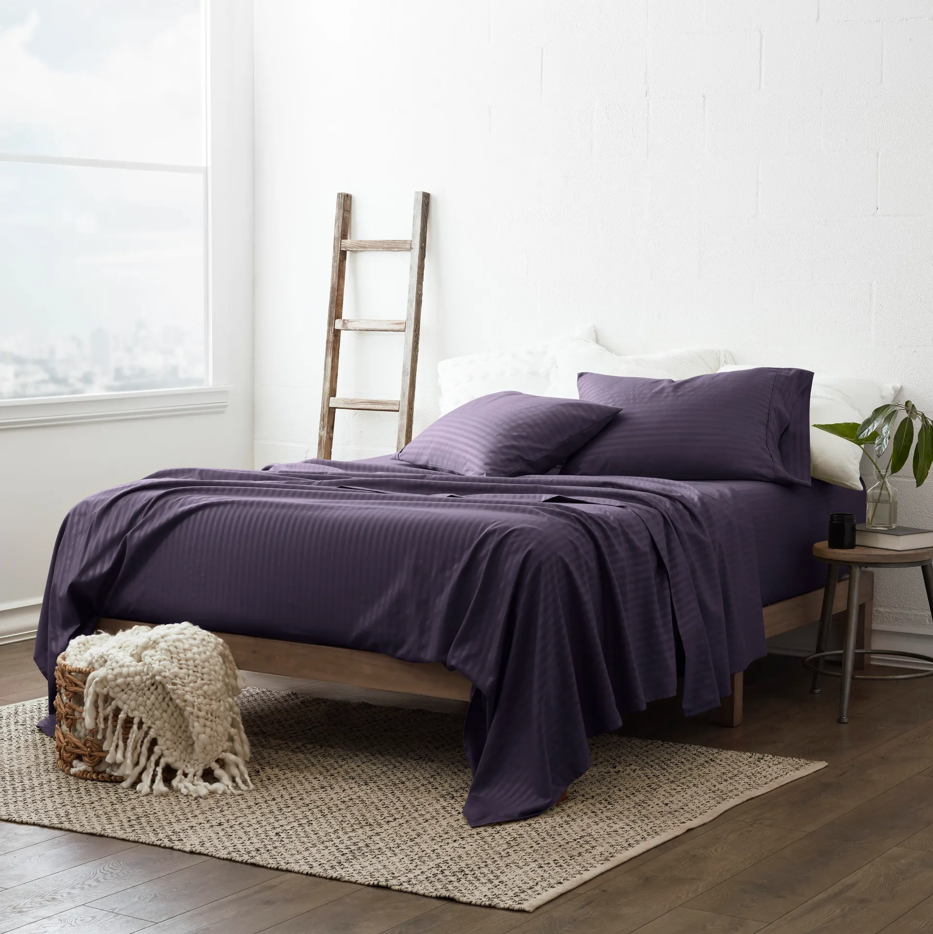 California king 20000 -Thread Count Microfiber Purple 4 -Piece Bed Sheet Set
