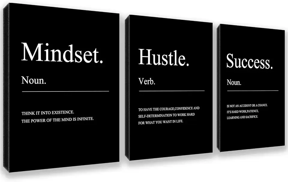 Motivational Wall Decor 3 Pieces Success Paintings Motivational Posters Prints Office Wall Decor Inspirational Canvas Wall Art Picture for Home Bedroom Living Room Decorations(36" Wx16 H)