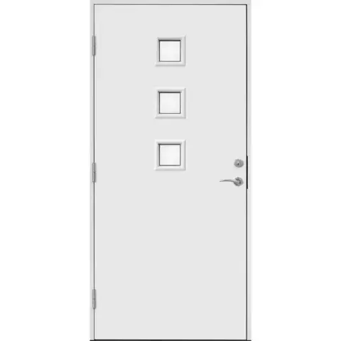 Ytterdør tradisjon 3 klare glass midt 90x200 venstre hvit ncs s0502-y