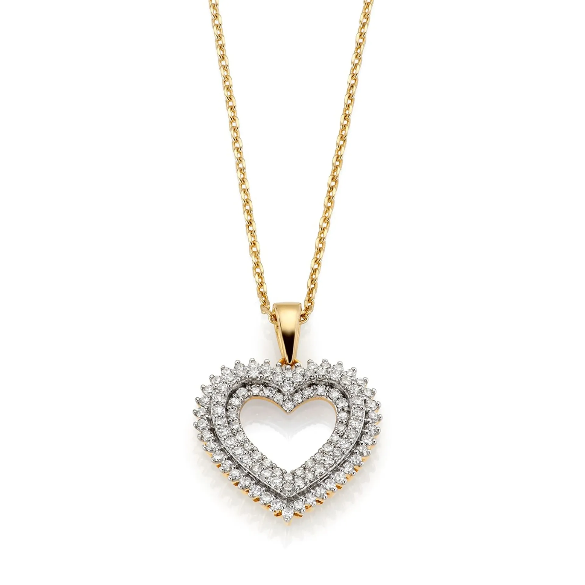 Diamantsmykke med hjerte i 585 gult gull 0,40 ct